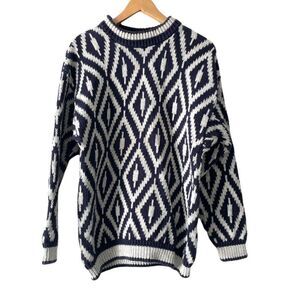 vintage Basix geometric jacquard sweater size L women